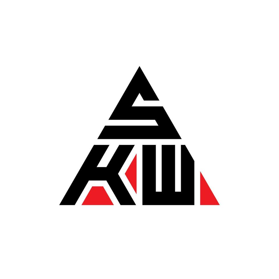 design de logotipo de letra de triângulo skw com forma de triângulo. monograma de design de logotipo de triângulo skw. modelo de logotipo de vetor de triângulo skw com cor vermelha. skw logotipo triangular logotipo simples, elegante e luxuoso.