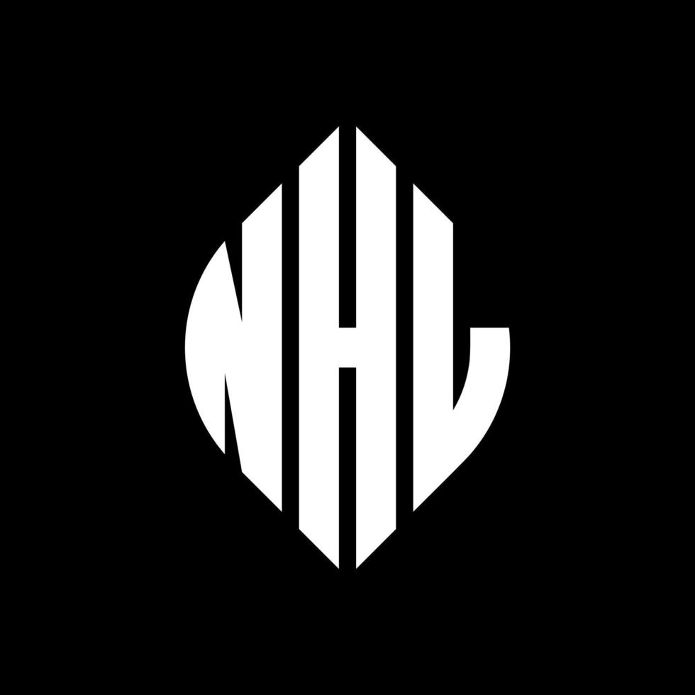 design de logotipo de carta de círculo nhl com forma de círculo e elipse. letras de elipse nhl com estilo tipográfico. as três iniciais formam um logotipo circular. nhl círculo emblema abstrato monograma carta marca vetor. vetor