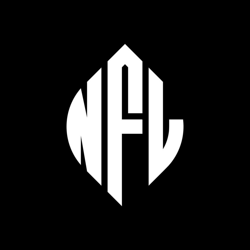 design de logotipo de carta de círculo nfl com forma de círculo e elipse. letras de elipse nfl com estilo tipográfico. as três iniciais formam um logotipo circular. nfl círculo emblema abstrato monograma carta marca vetor. vetor