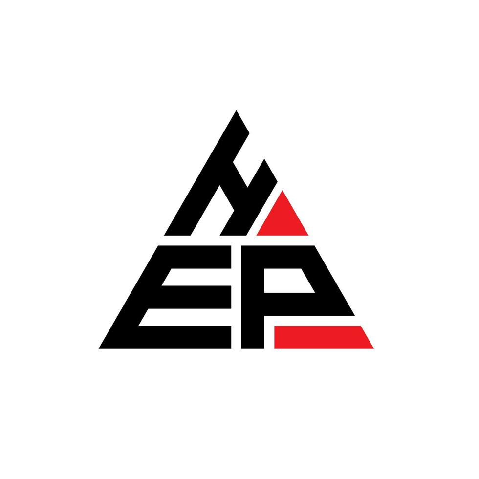 design de logotipo de letra de triângulo hep com forma de triângulo. monograma de design de logotipo de triângulo hep. modelo de logotipo de vetor de triângulo hep com cor vermelha. logotipo triangular hep logotipo simples, elegante e luxuoso.