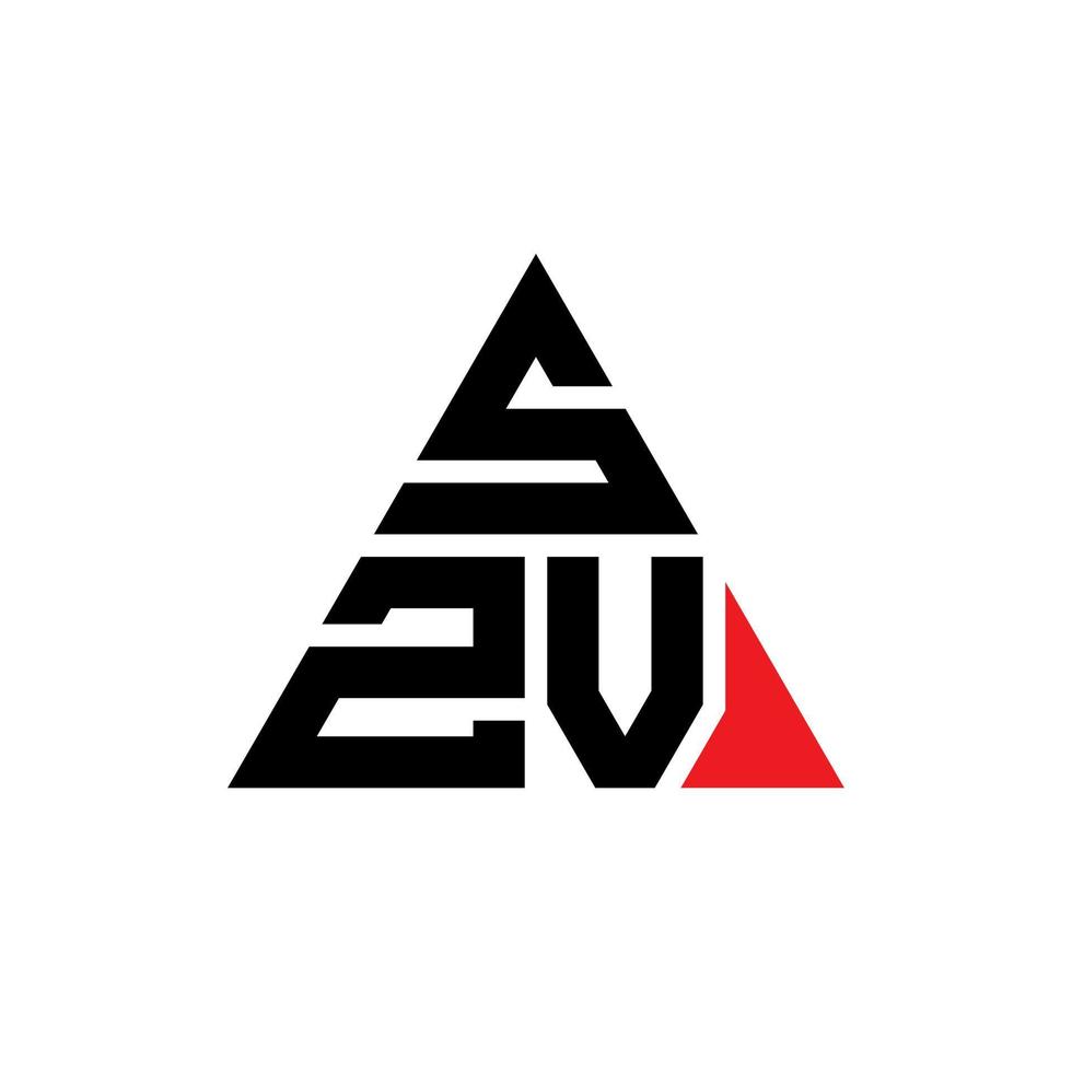design de logotipo de letra de triângulo szv com forma de triângulo. monograma de design de logotipo de triângulo szv. modelo de logotipo de vetor de triângulo szv com cor vermelha. szv logotipo triangular logotipo simples, elegante e luxuoso.