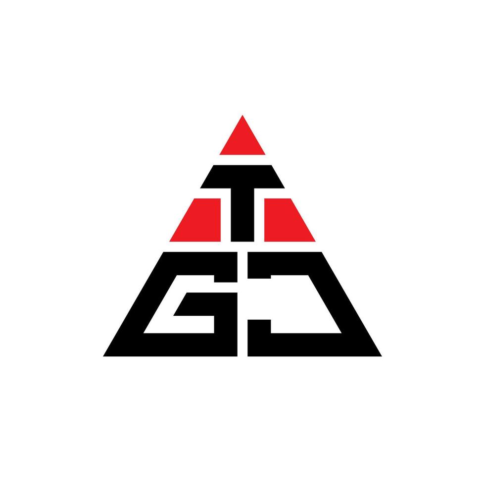 design de logotipo de letra triângulo tgj com forma de triângulo. monograma de design de logotipo de triângulo tgj. modelo de logotipo de vetor de triângulo tgj com cor vermelha. logotipo triangular tgj logotipo simples, elegante e luxuoso.