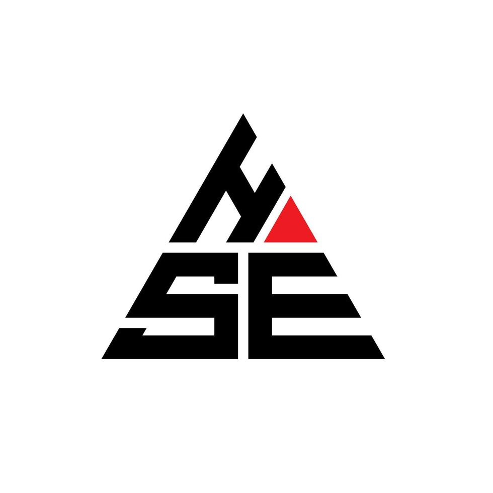 design de logotipo de letra triangular hse com forma de triângulo. monograma de design de logotipo de triângulo hse. modelo de logotipo de vetor de triângulo hse com cor vermelha. hse logotipo triangular simples, elegante e luxuoso.