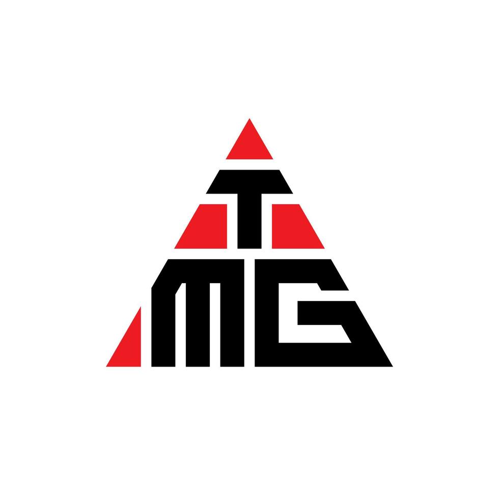 design de logotipo de letra triângulo tmg com forma de triângulo. monograma de design de logotipo de triângulo tmg. modelo de logotipo de vetor de triângulo tmg com cor vermelha. tmg logotipo triangular logotipo simples, elegante e luxuoso.