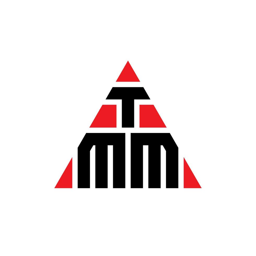 design de logotipo de letra de triângulo tmm com forma de triângulo. monograma de design de logotipo de triângulo tmm. modelo de logotipo de vetor de triângulo tmm com cor vermelha. logotipo triangular tmm logotipo simples, elegante e luxuoso.