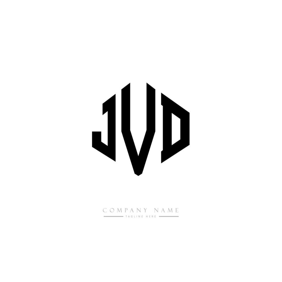 design de logotipo de carta jvd com forma de polígono. jvd polígono e design de logotipo em forma de cubo. jvd hexagon vector logo template cores brancas e pretas. jvd monograma, logotipo de negócios e imóveis.