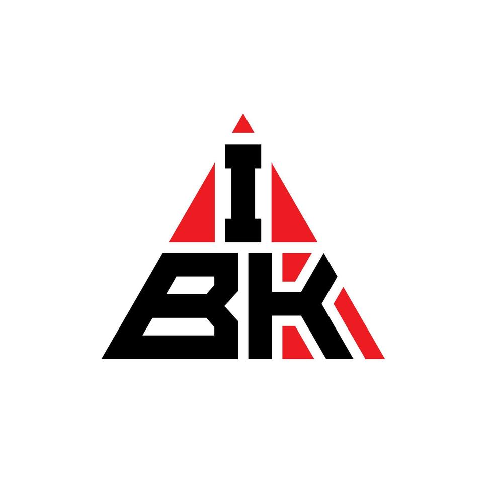 design de logotipo de letra de triângulo ibk com forma de triângulo. monograma de design de logotipo de triângulo ibk. modelo de logotipo de vetor de triângulo ibk com cor vermelha. logotipo triangular ibk logotipo simples, elegante e luxuoso.