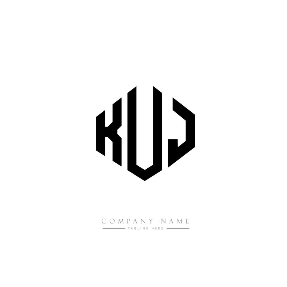 design de logotipo de letra kuj com forma de polígono. kuj polígono e design de logotipo em forma de cubo. kuj modelo de logotipo de vetor hexágono cores brancas e pretas. kuj monograma, logotipo de negócios e imóveis.