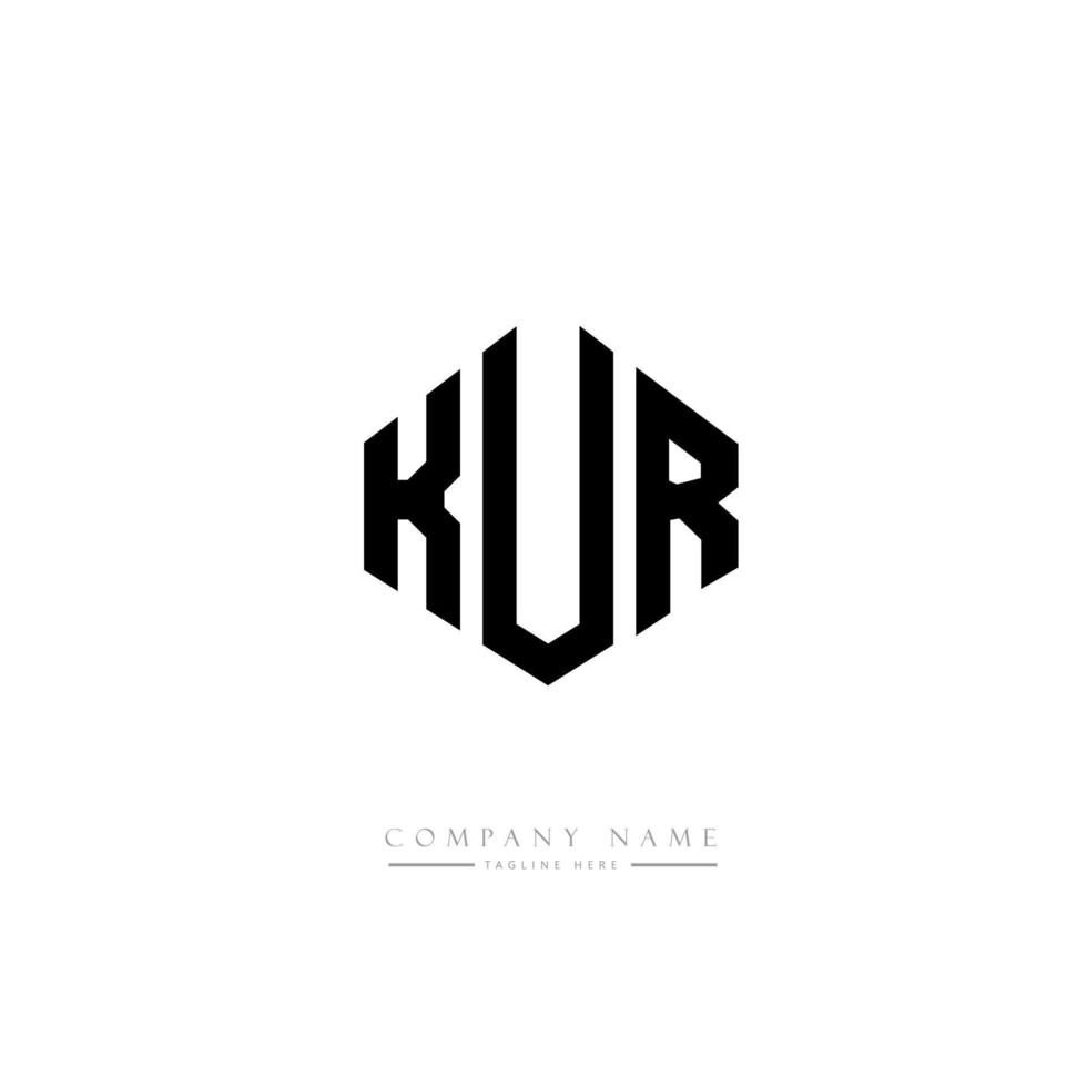 design de logotipo de carta kur com forma de polígono. kur polígono e design de logotipo em forma de cubo. kur hexágono modelo de logotipo de vetor cores brancas e pretas. kur monograma, logotipo de negócios e imóveis.