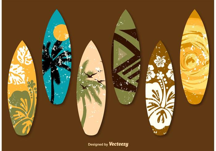 Mesas de surf decoradas vetor