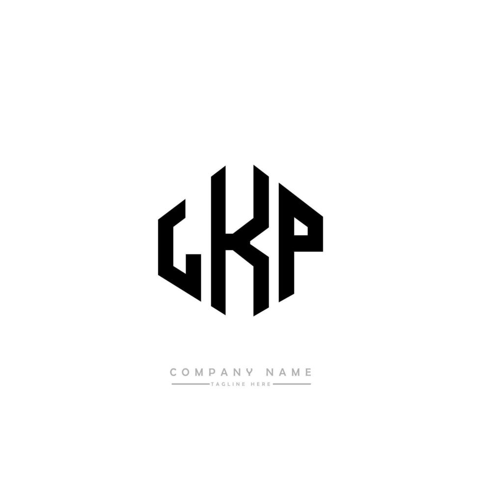 design de logotipo de carta lkp com forma de polígono. lkp polígono e design de logotipo em forma de cubo. modelo de logotipo de vetor hexágono lkp cores brancas e pretas. lkp monograma, logotipo de negócios e imóveis.