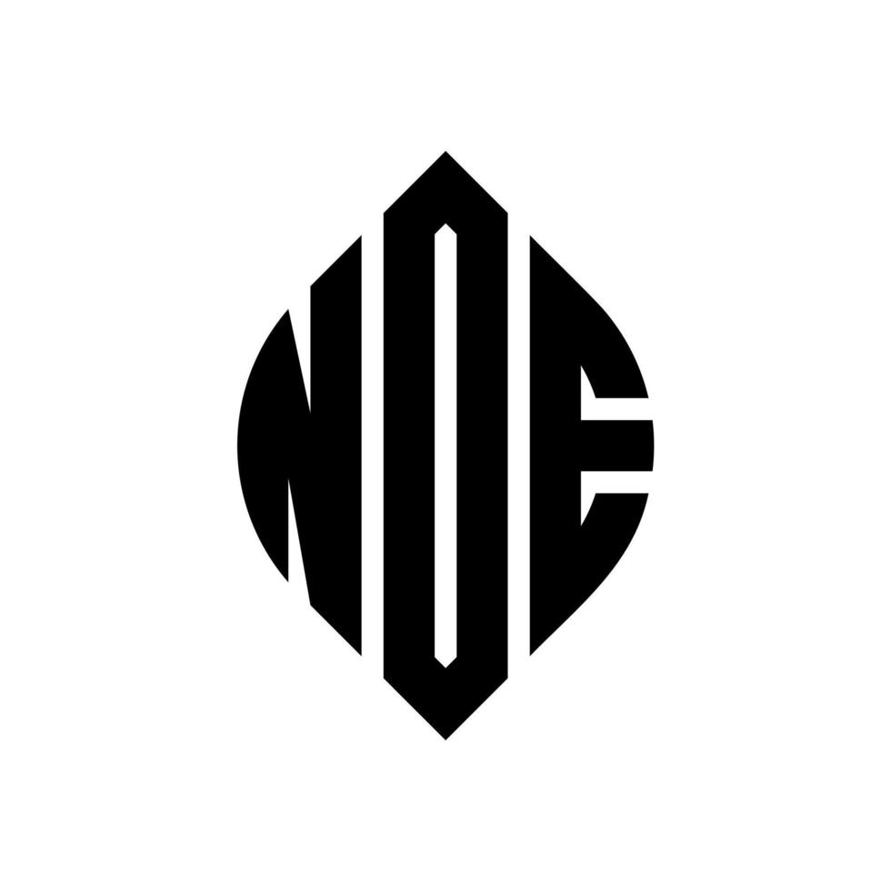 design de logotipo de carta de círculo nde com forma de círculo e elipse. nde letras de elipse com estilo tipográfico. as três iniciais formam um logotipo circular. nde círculo emblema abstrato monograma carta marca vetor. vetor