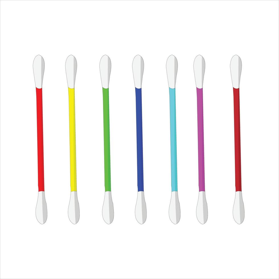 q dica ilustração de cores diferentes em fundo branco, a melhor ilustração vetorial de q-tip de cartunista vetor