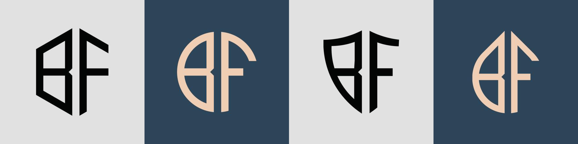 pacote de designs de logotipo bf de letras iniciais simples criativas. vetor