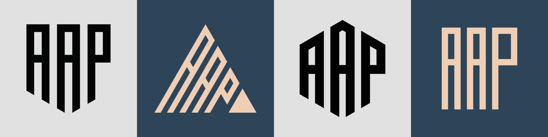 pacote de designs de logotipo aap de letras iniciais simples criativas. vetor