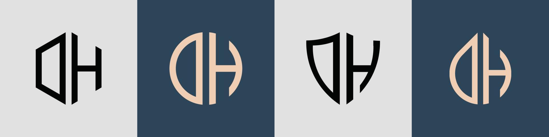 pacote de designs de logotipo de letras iniciais simples criativas dh. vetor