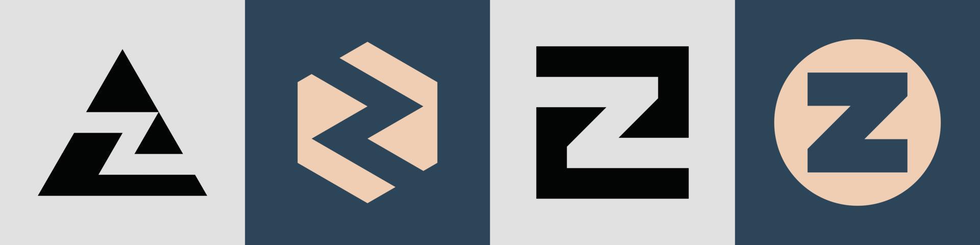 pacote criativo de designs de logotipo de letras iniciais simples z. vetor