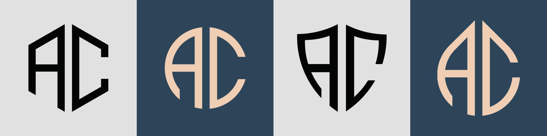 letras iniciais simples criativas pacote de designs de logotipo ac. vetor