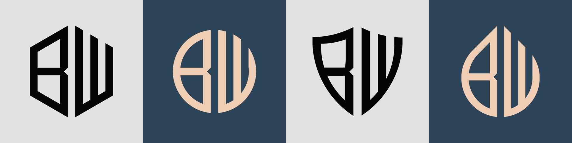 pacote de designs de logotipo bw de letras iniciais simples criativas. vetor