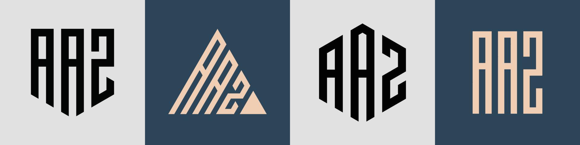 pacote criativo de designs de logotipo aaz simples de letras iniciais. vetor