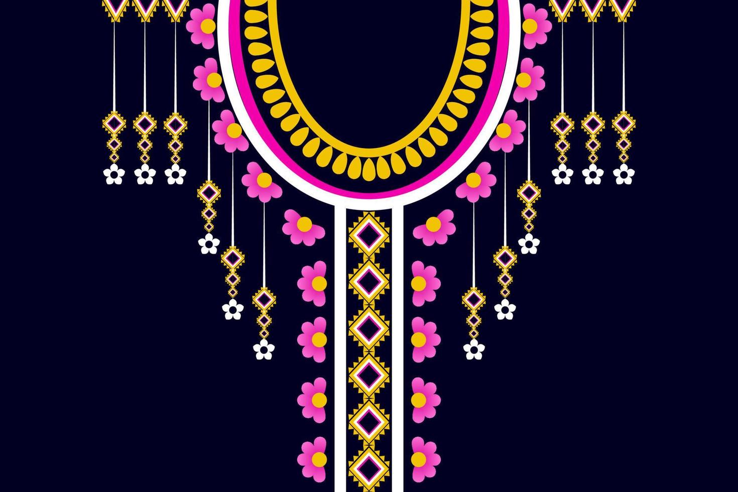 colar étnico geométrico, design de padrão tradicional colorido bordado decote para roupas femininas, jóias, camisas de colarinho, t-shirt. vetor