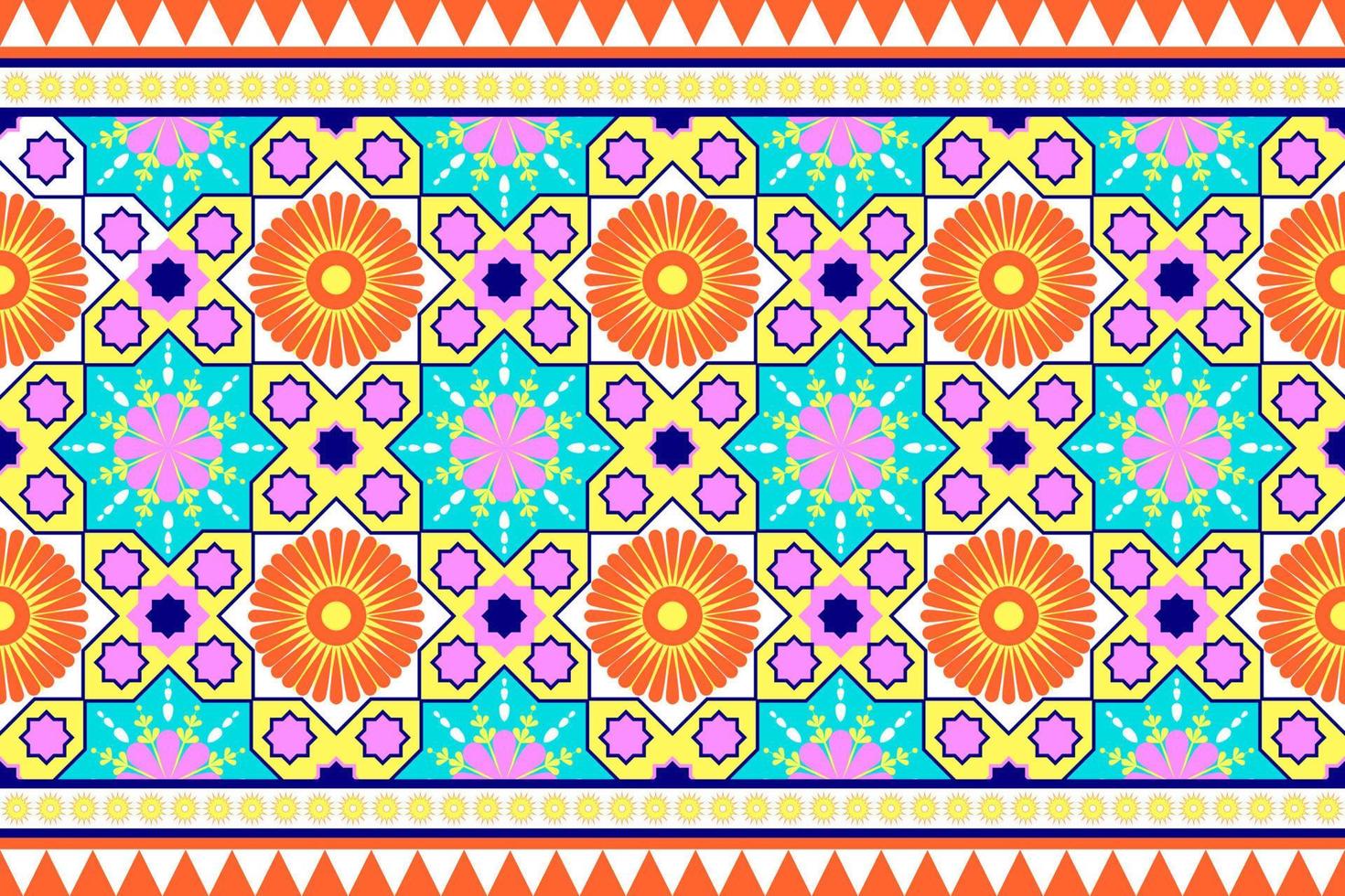 design de padrão sem emenda étnico geométrico colorido para papel de parede, fundo, tecido, cortina, tapete, roupas e ilustração vetorial de embrulho. vetor