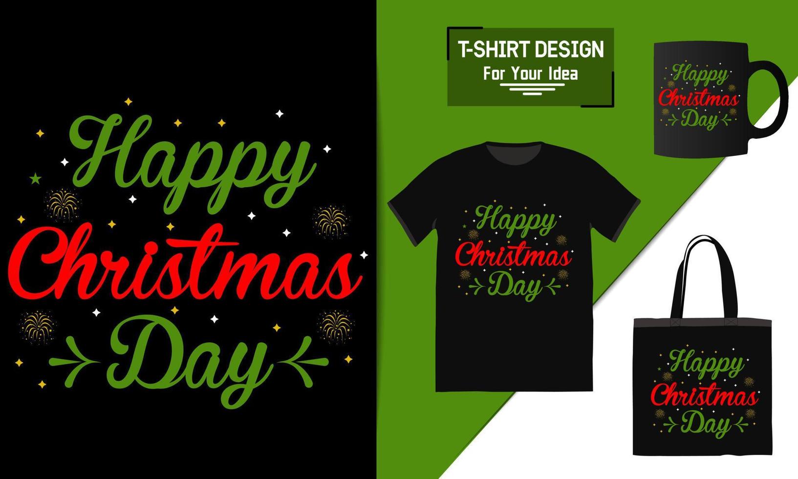 feliz natal bolsa de design de camiseta e maquete de caneca para merchandising este design é perfeito para camisetas vetor