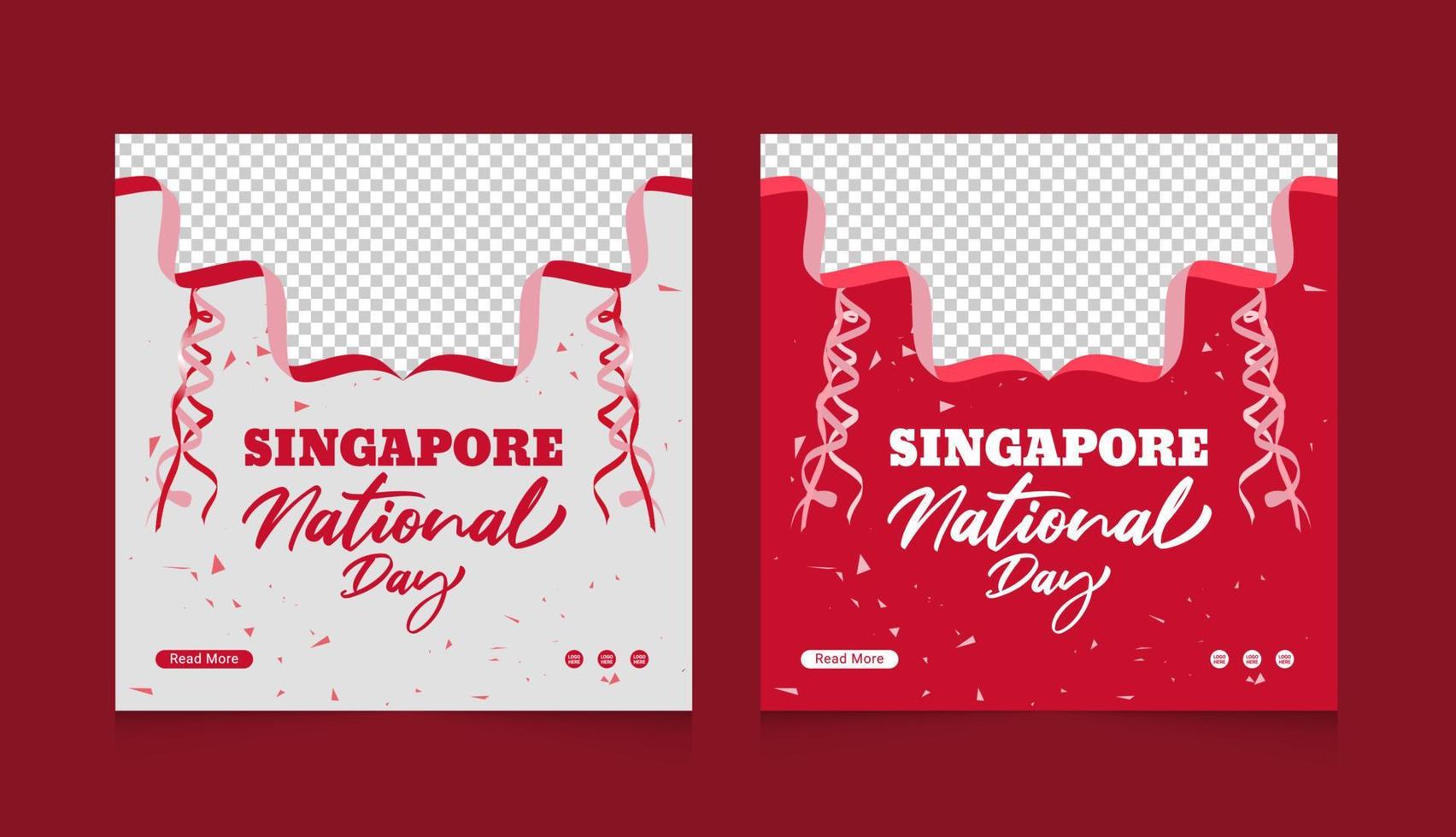 design de ilustração de banner de postagem de mídia social de dia nacional de singapura plana vetor