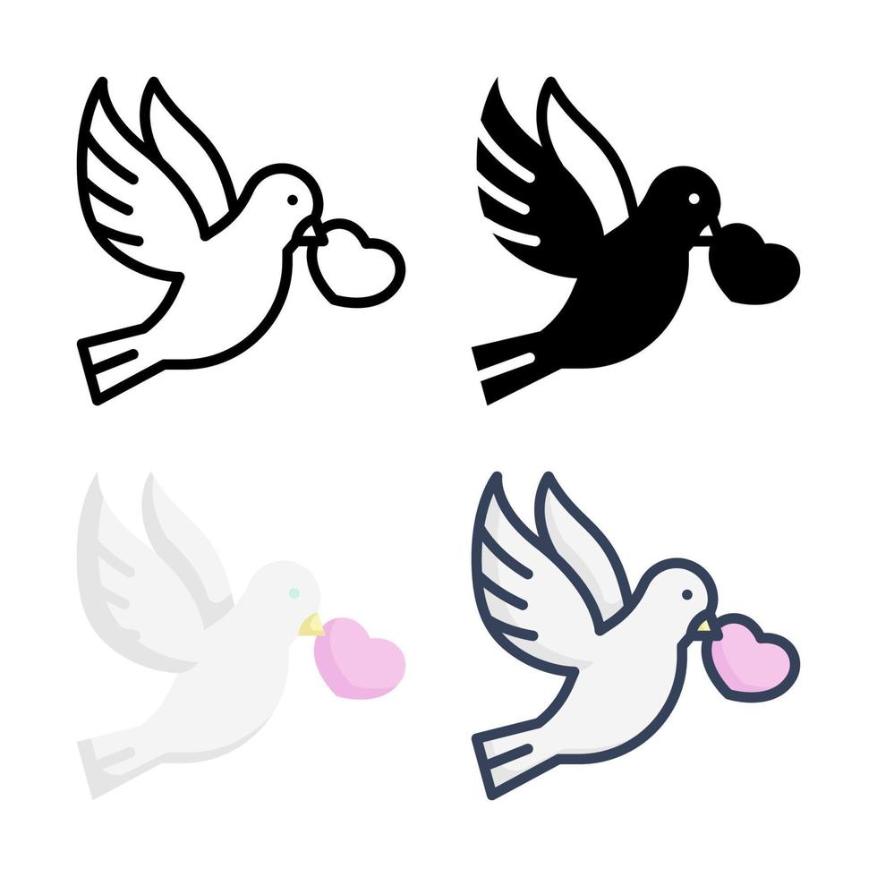 coleção de estilo de conjunto de ícones de pomba vetor