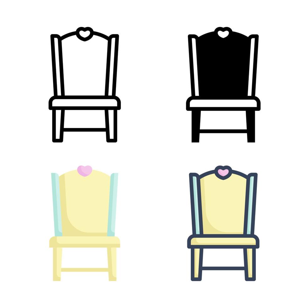 coleção de estilo de conjunto de ícones de cadeira de casamento vetor