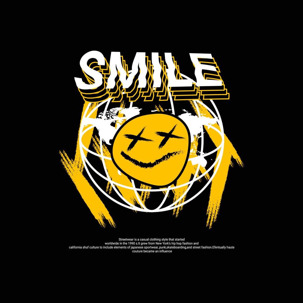 design de escrita de sorriso, adequado para camisetas de impressão de tela, roupas, jaquetas e outros vetor