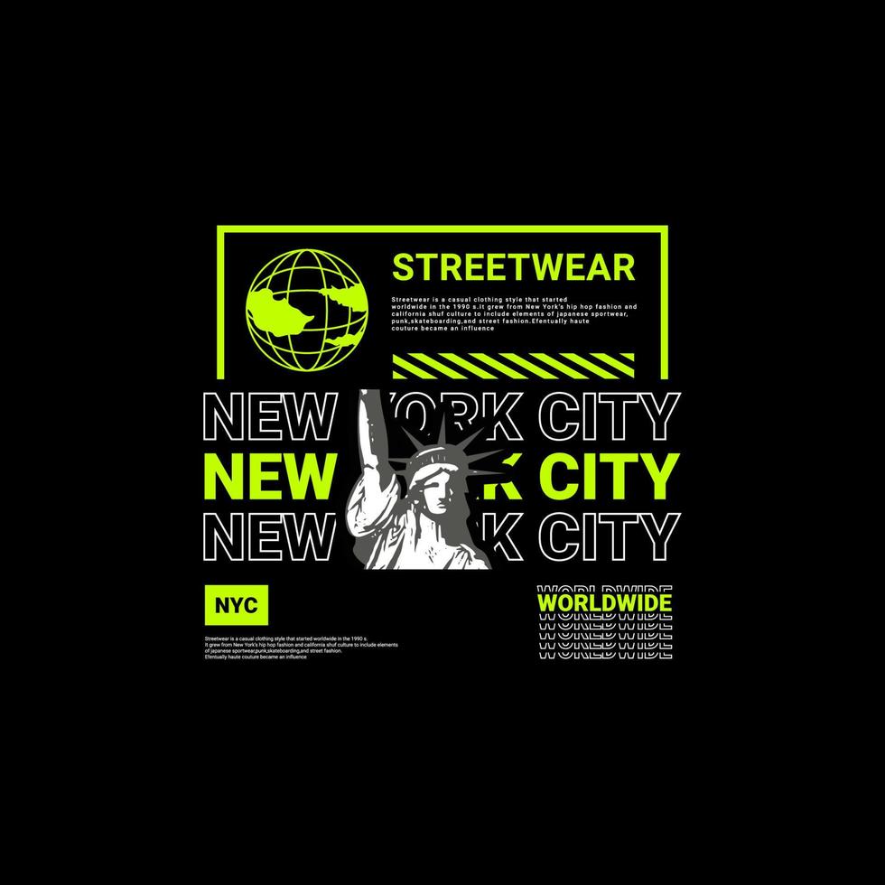 design de escrita da cidade de nova york, adequado para camisetas de impressão de tela, roupas, jaquetas e outros vetor