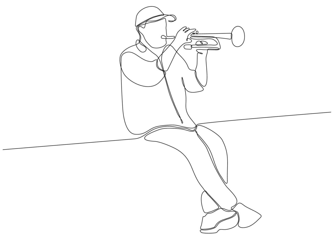 homem de linha contínua soprando instrumento de saxofone jazz estilo simples ilustração vetorial de estilo de música desenhada à mão vetor