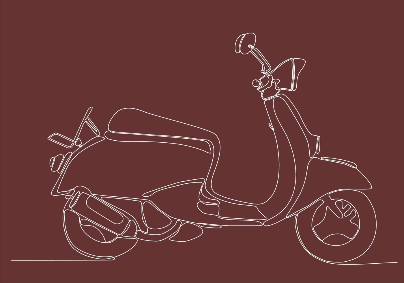 ilustração em vetor de scooter de moto de linha contínua