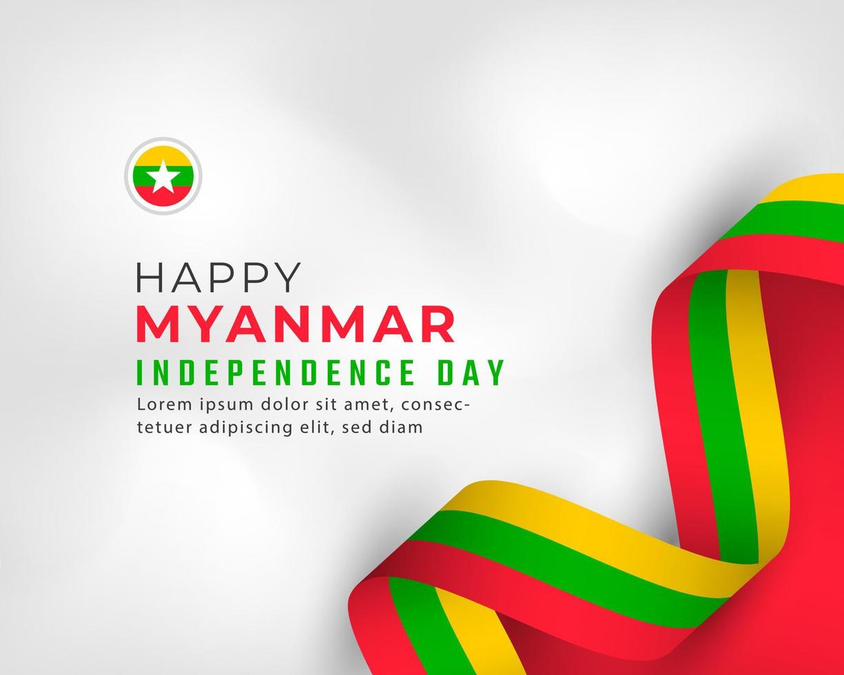 feliz dia da independência de mianmar 4 de janeiro celebração ilustração vetorial de design. modelo para cartaz, banner, publicidade, cartão de felicitações ou elemento de design de impressão vetor