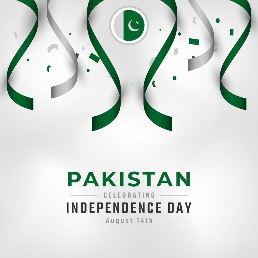 feliz dia da independência do Paquistão 14 de agosto celebração ilustração vetorial de design. modelo para cartaz, banner, publicidade, cartão de felicitações ou elemento de design de impressão vetor
