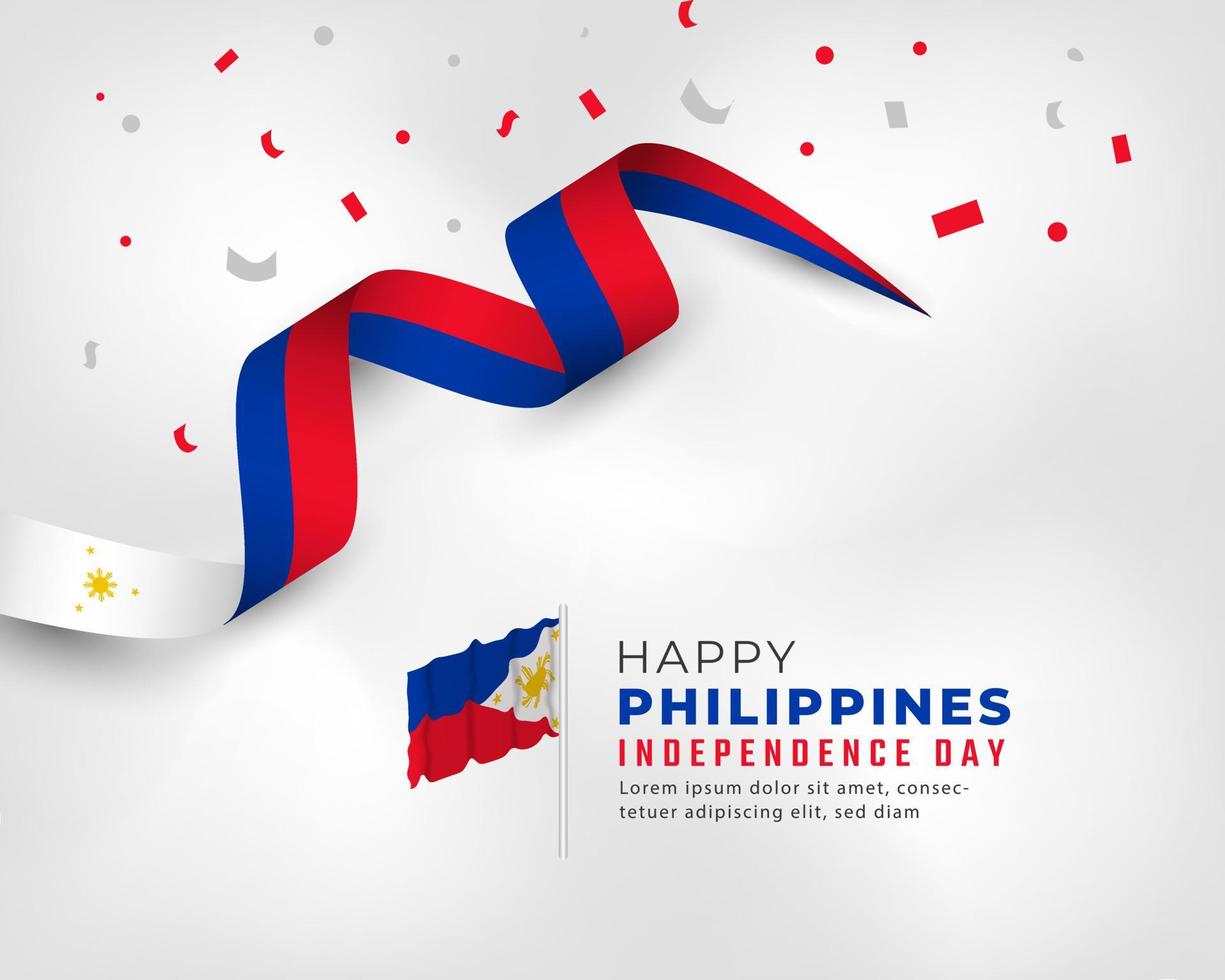 feliz dia da independência das filipinas 12 de junho celebração ilustração vetorial. modelo para cartaz, banner, publicidade, cartão de felicitações ou elemento de design de impressão vetor