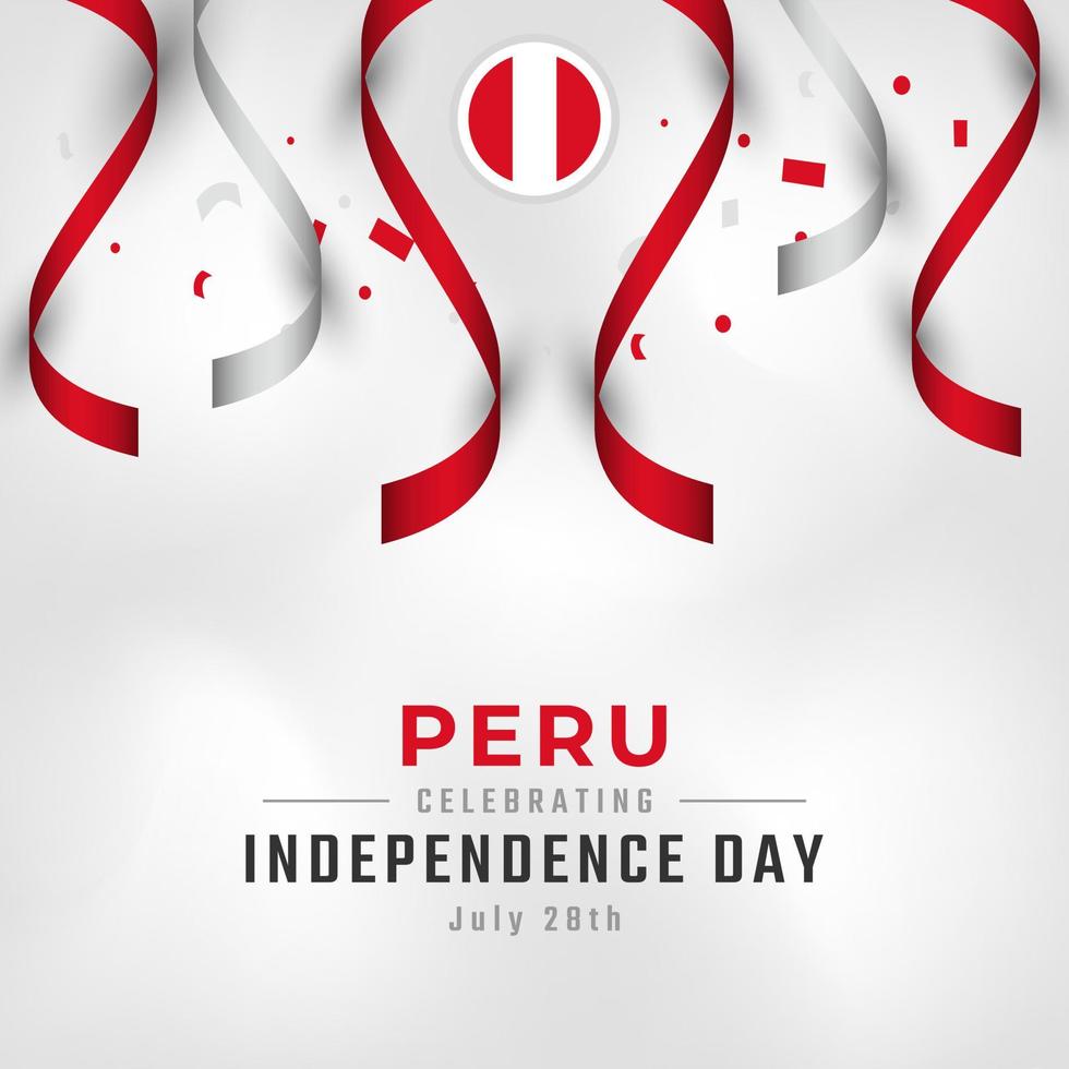 feliz dia da independência do peru 28 de julho ilustração vetorial de celebração. modelo para cartaz, banner, publicidade, cartão de felicitações ou elemento de design de impressão vetor