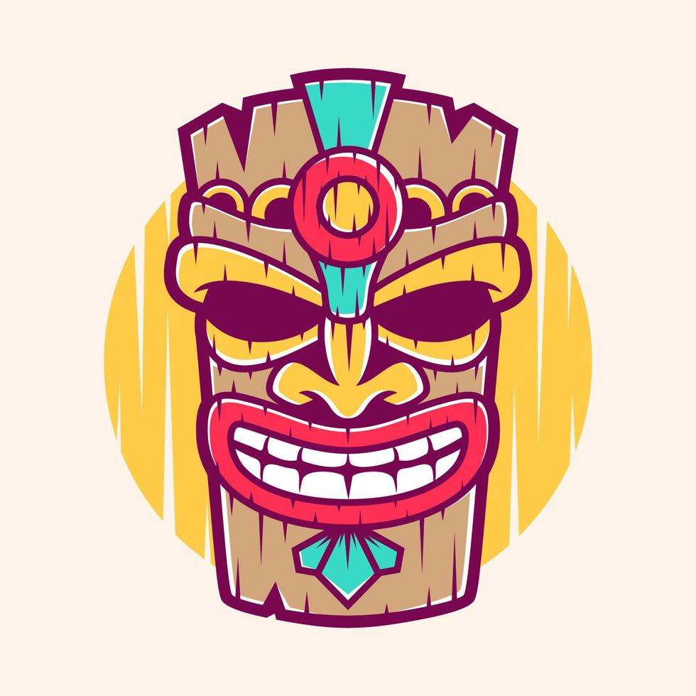 desenho engraçado de máscara tiki vetor