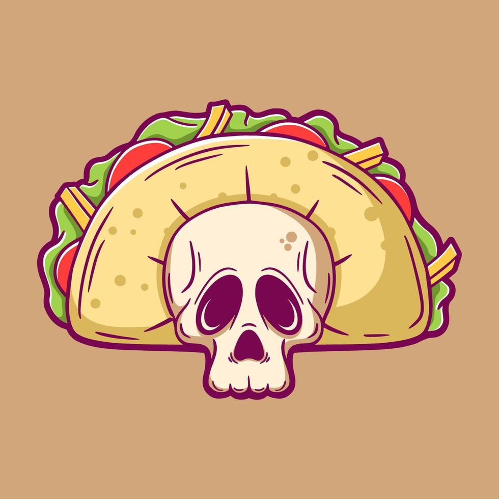 ilustração de desenho de taco de caveira vetor