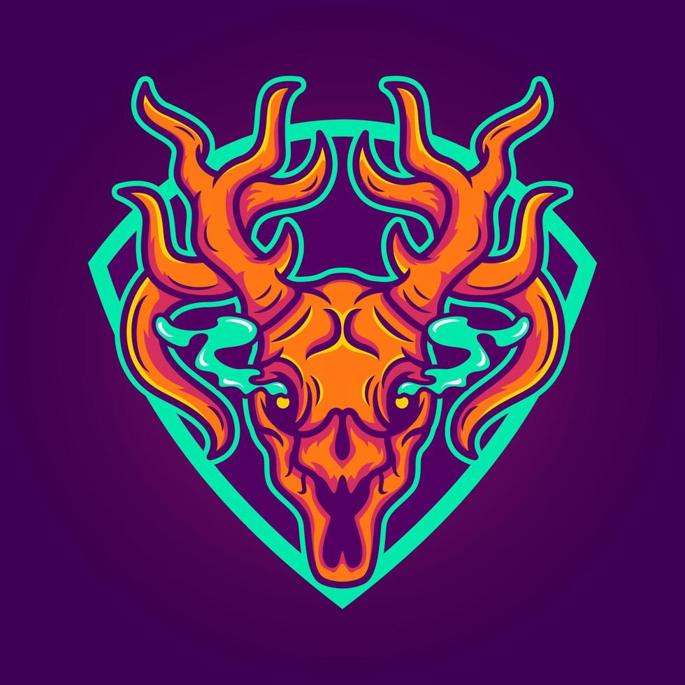 modelo de logotipo de esport de mascote de veado de caveira vetor