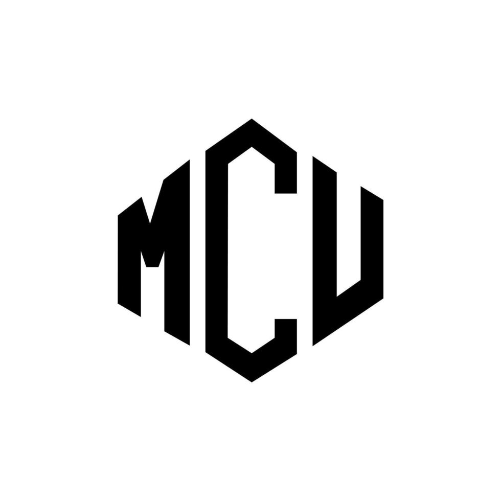 design de logotipo de letra mcu com forma de polígono. mcu polígono e design de logotipo em forma de cubo. modelo de logotipo de vetor hexágono mcu cores brancas e pretas. mcu monograma, logotipo de negócios e imóveis.