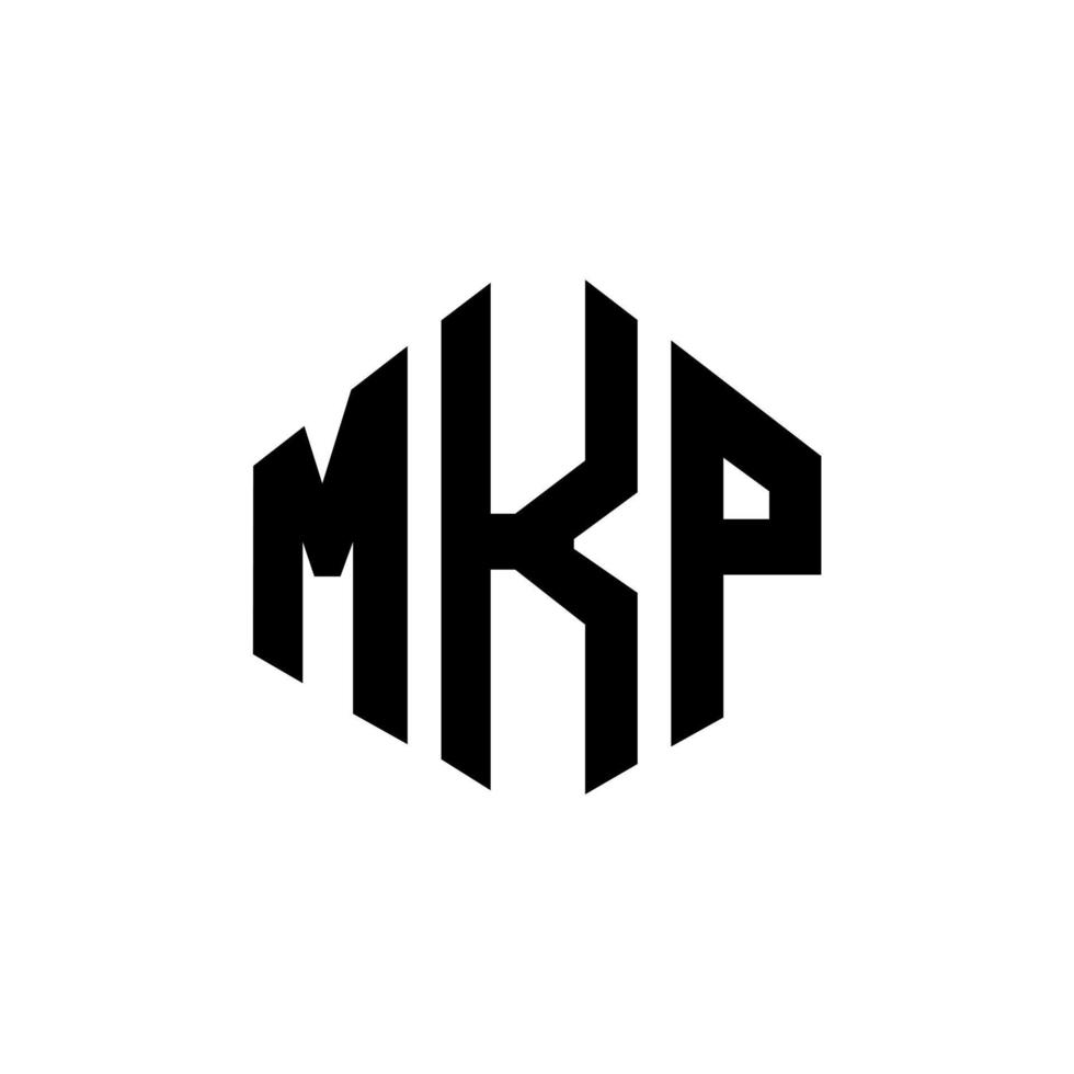 design de logotipo de carta mkp com forma de polígono. mkp polígono e design de logotipo em forma de cubo. modelo de logotipo de vetor hexágono mkp cores brancas e pretas. mkp monograma, logotipo de negócios e imóveis.