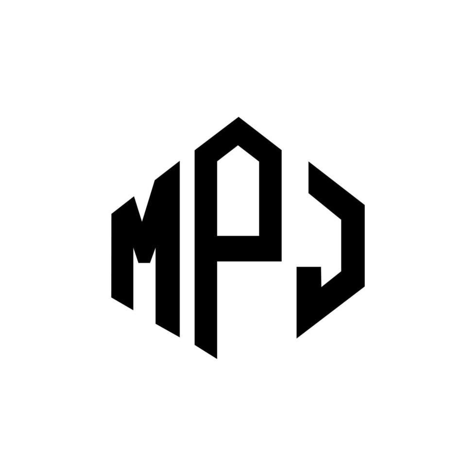 design de logotipo de letra mpj com forma de polígono. mpj polígono e design de logotipo em forma de cubo. modelo de logotipo de vetor hexágono mpj cores brancas e pretas. mpj monograma, logotipo de negócios e imóveis.