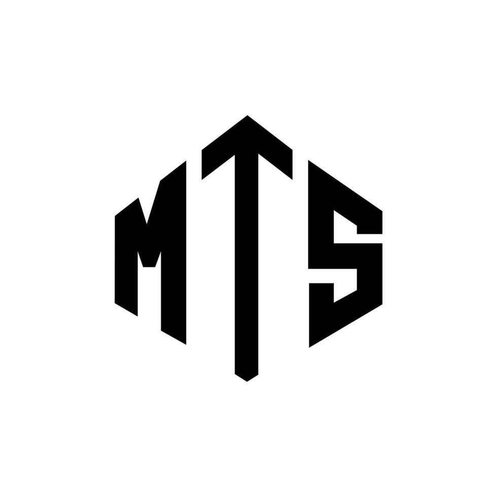 design de logotipo de letra mts com forma de polígono. mts polígono e design de logotipo em forma de cubo. mts hexágono modelo de logotipo de vetor cores brancas e pretas. mts monograma, logotipo comercial e imobiliário.