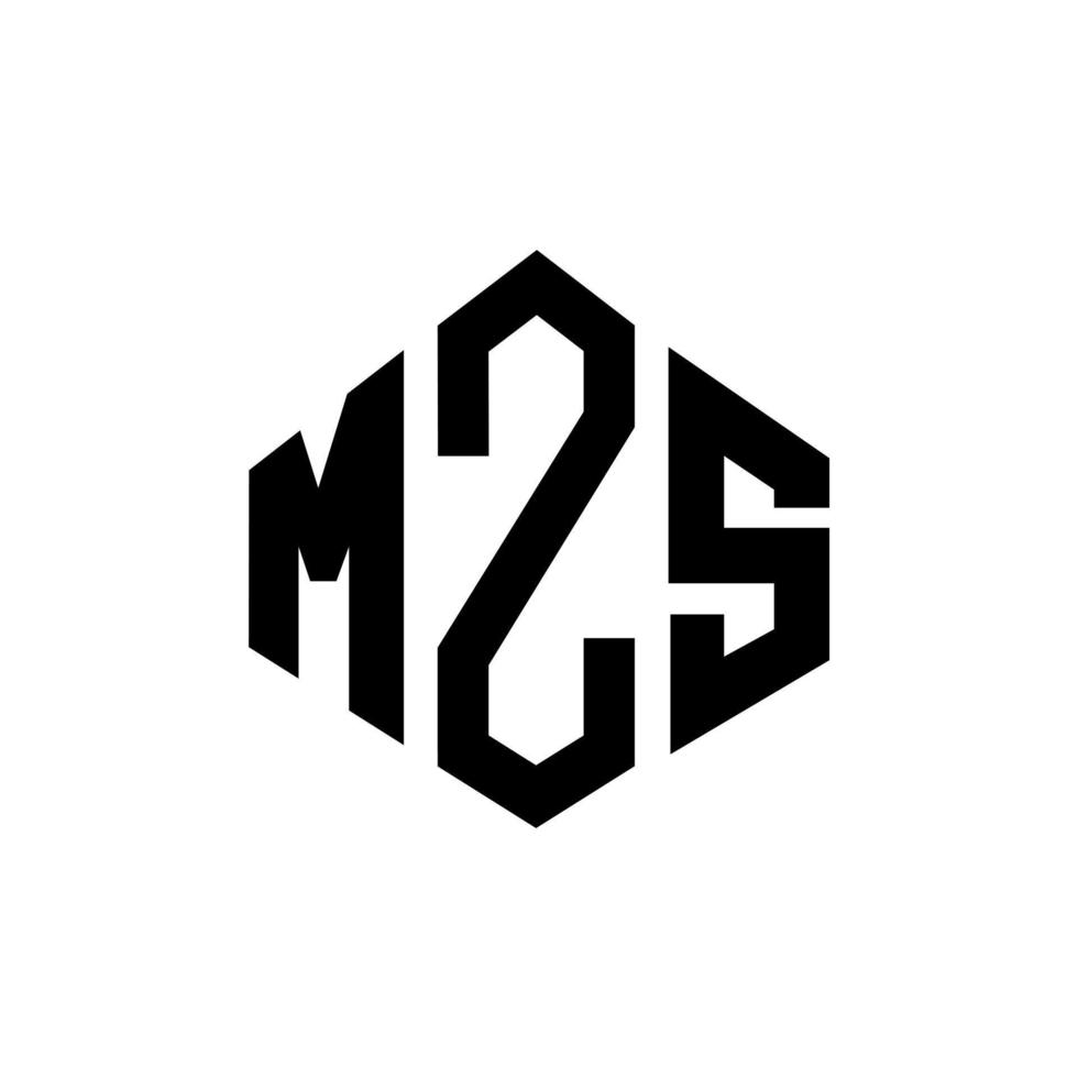 design de logotipo de letra mzs com forma de polígono. mzs polígono e design de logotipo em forma de cubo. modelo de logotipo de vetor hexágono mzs cores brancas e pretas. mzs monograma, logotipo de negócios e imóveis.