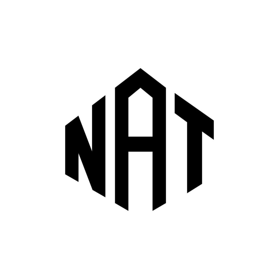 design de logotipo de carta nat com forma de polígono. nat polígono e design de logotipo em forma de cubo. modelo de logotipo de vetor hexágono nat cores brancas e pretas. monograma nat, logotipo de negócios e imóveis.