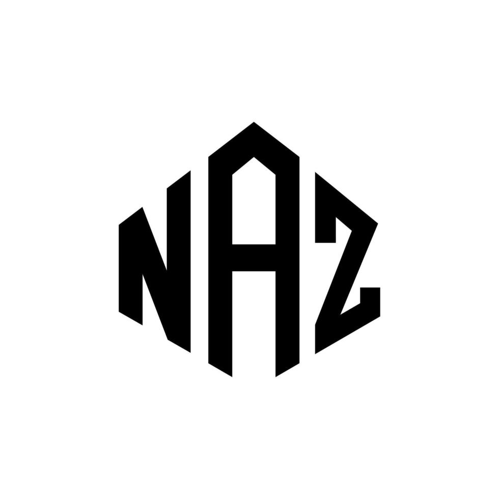 design de logotipo de carta naz com forma de polígono. polígono naz e design de logotipo em forma de cubo. modelo de logotipo de vetor hexágono naz cores brancas e pretas. naz monograma, logotipo de negócios e imóveis.