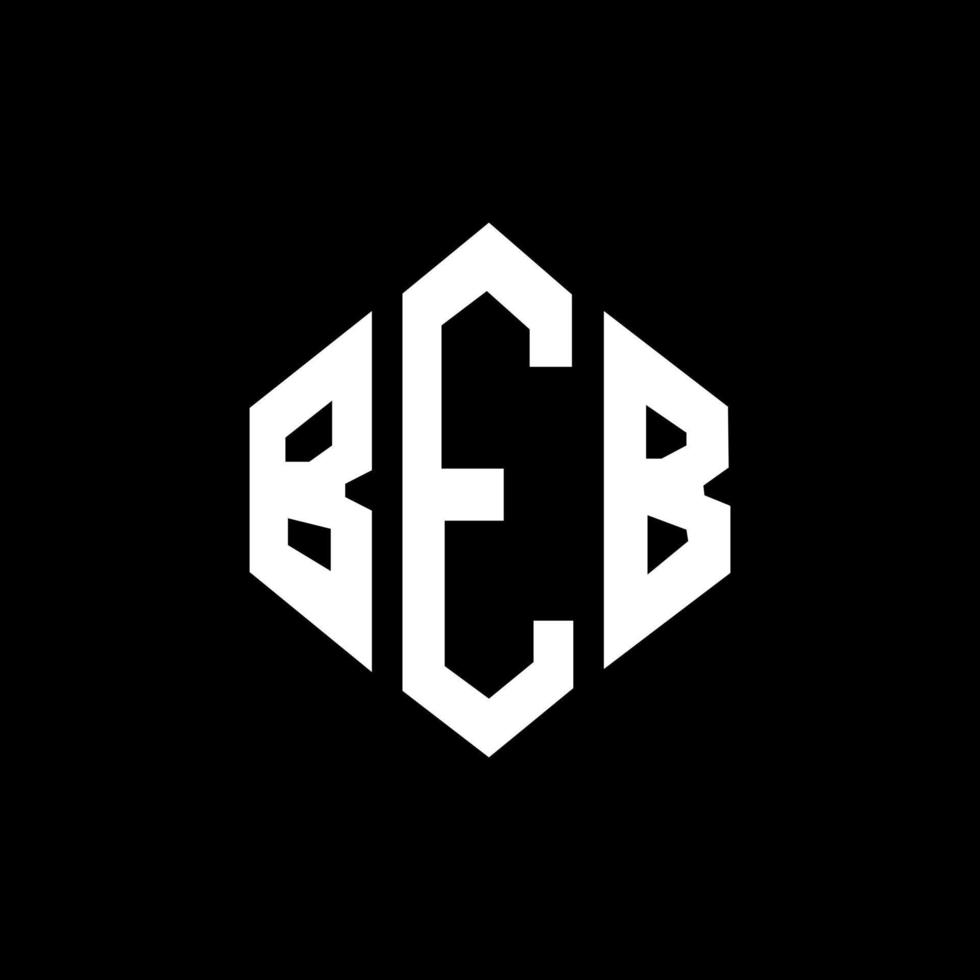 design de logotipo de carta beb com forma de polígono. beb polígono e design de logotipo em forma de cubo. beb hexágono modelo de logotipo de vetor cores brancas e pretas. beb monograma, logotipo de negócios e imóveis.