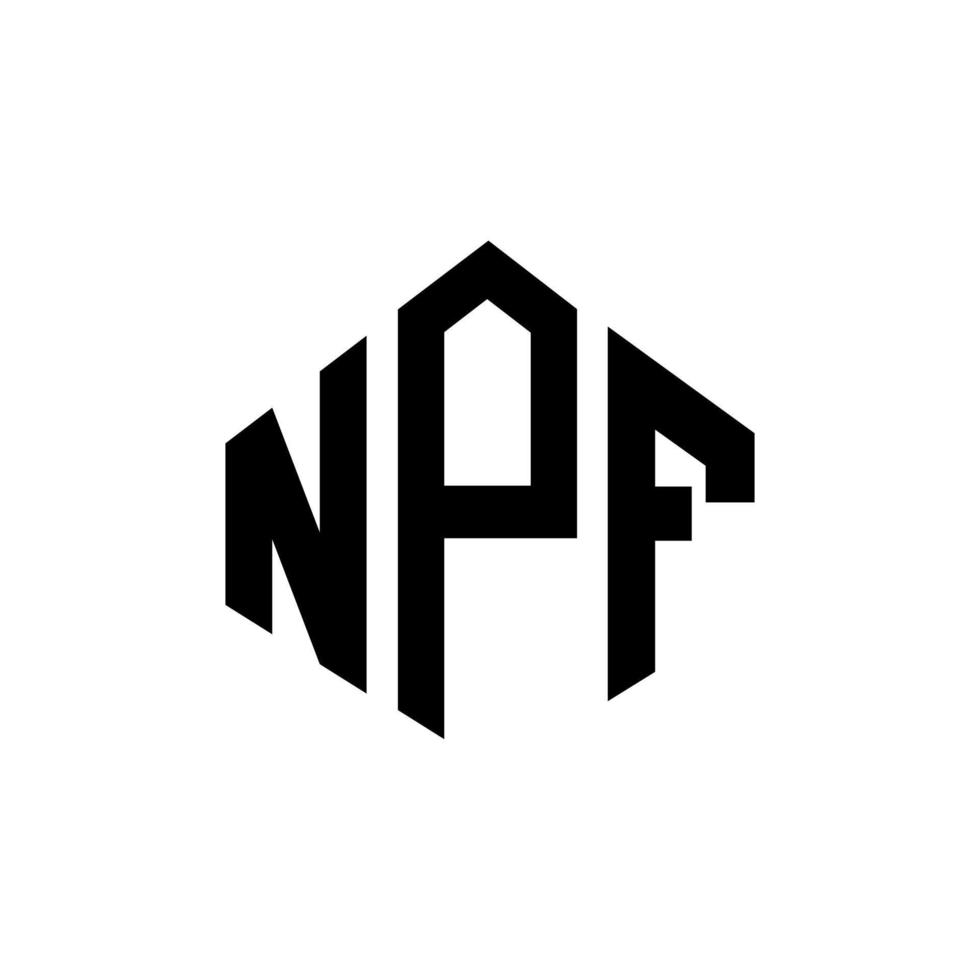 design de logotipo de carta npf com forma de polígono. npf polígono e design de logotipo em forma de cubo. modelo de logotipo de vetor hexágono npf cores brancas e pretas. npf monograma, logotipo de negócios e imóveis.